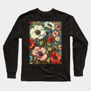 anemone and poppy flower pattern 4 Long Sleeve T-Shirt